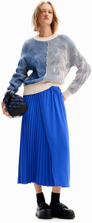 Desigual Lichtblauwe Gebreide Ronde Hals Trui Blue Dames - Foto 3