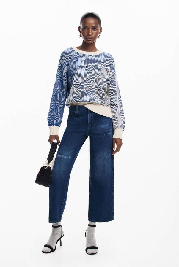 Desigual Lichtblauwe Gebreide Ronde Hals Trui Blue Dames - Foto 2