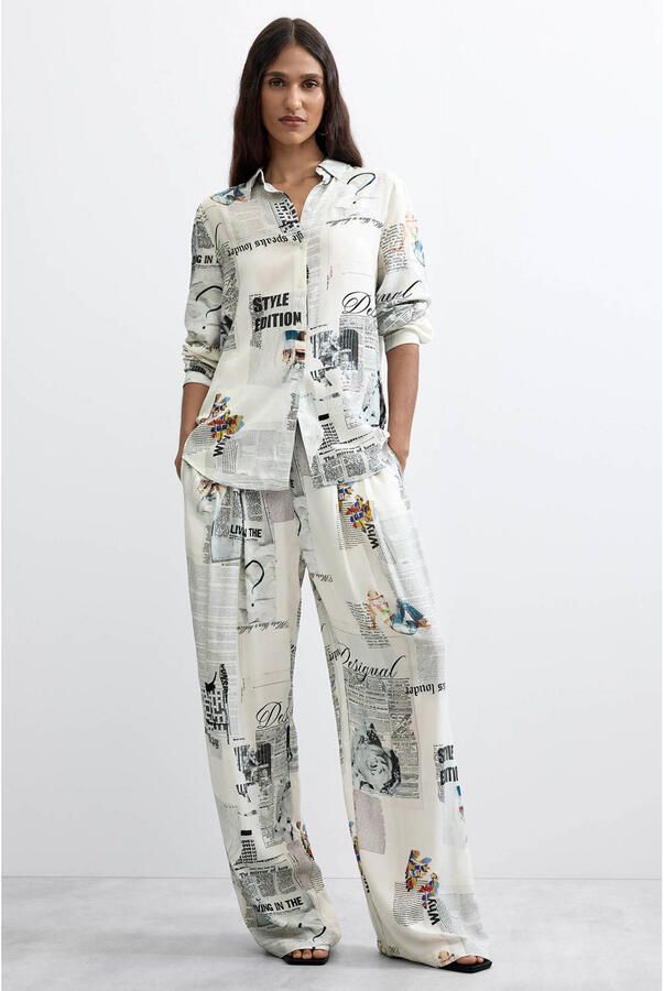 Desigual viscose blouse met print ecru - Foto 3
