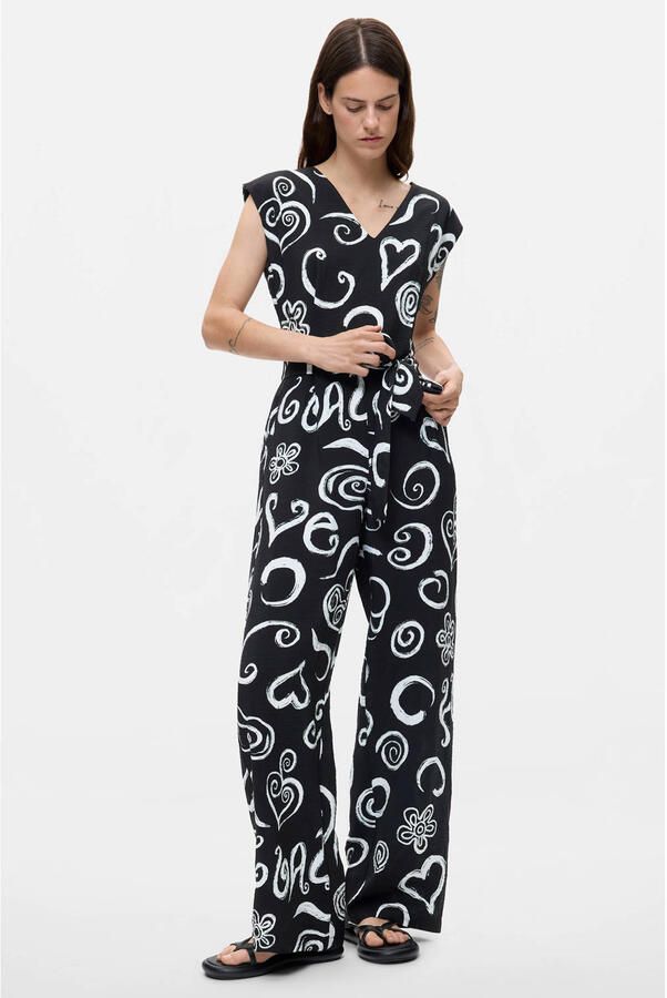 Desigual viscose jumpsuit met print zwart - Foto 2