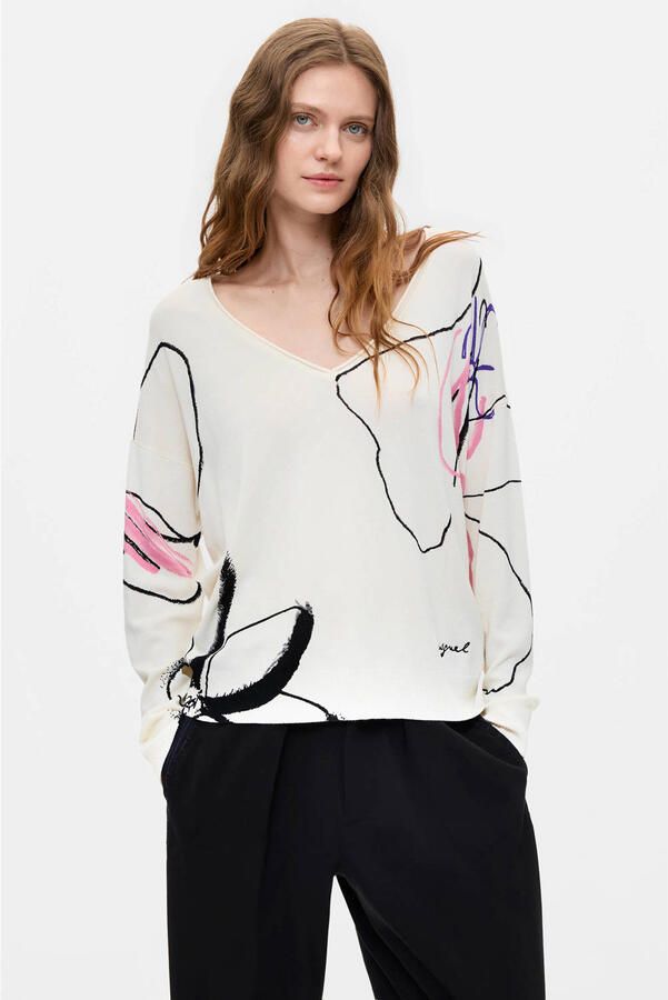 Desigual viscose trui met print wit