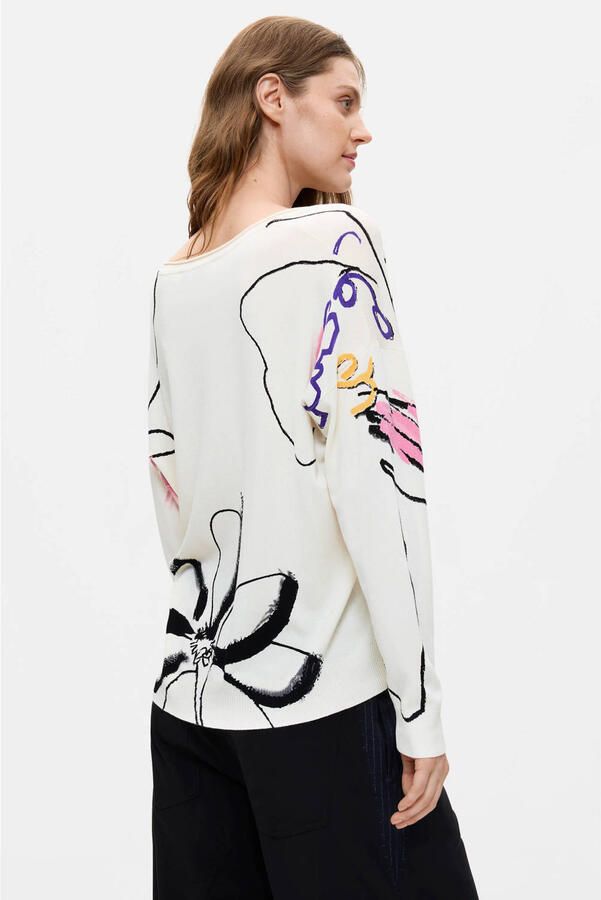 Desigual viscose trui met print wit - Foto 2