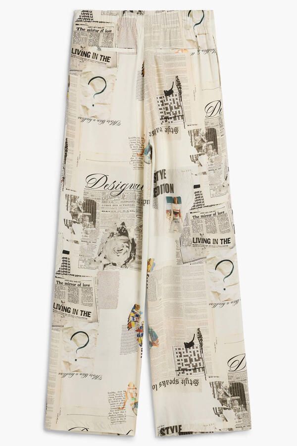 Desigual viscose wide leg broek met print ecru - Foto 2