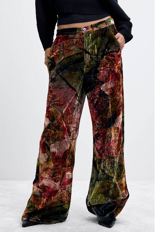 Desigual wide leg broek met print meerkleurig