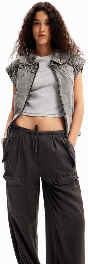 Desigual wide leg cargobroek antraciet - Foto 2