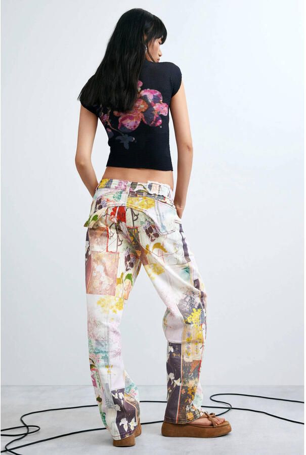 Desigual wide leg fit jeans met riemlussen en print meerkleurig - Foto 2