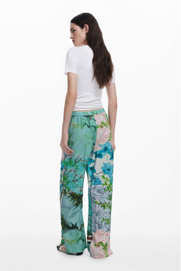 Desigual wide leg high waist broek multi