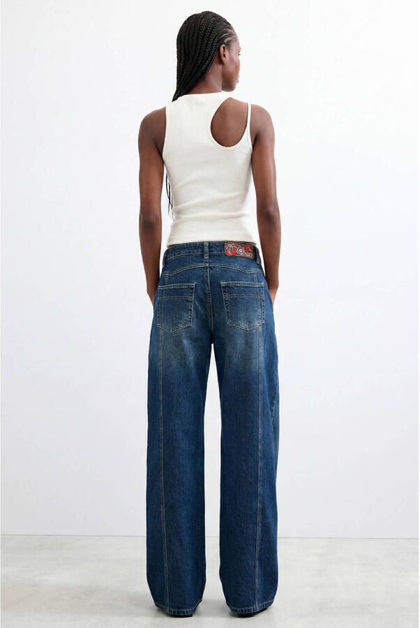 Desigual wide leg jeans donkerblauw - Foto 3