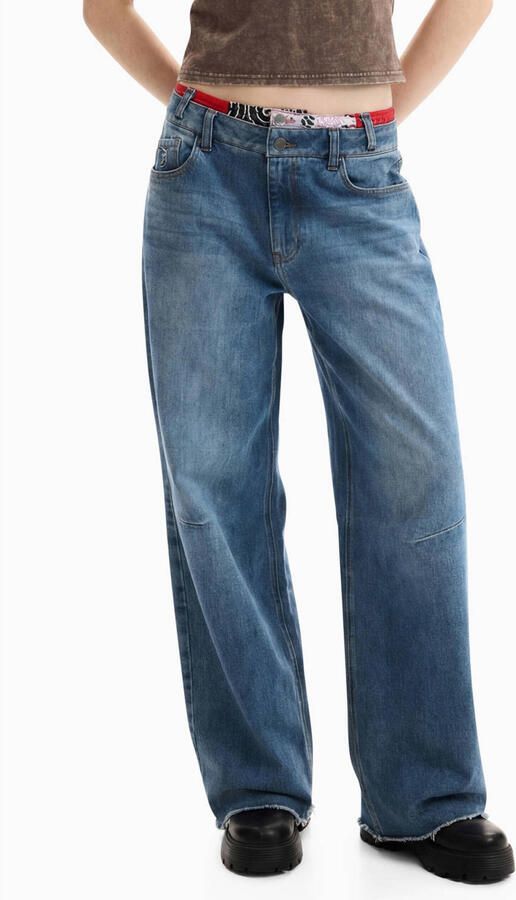 Desigual wide leg jeans mediumblauw