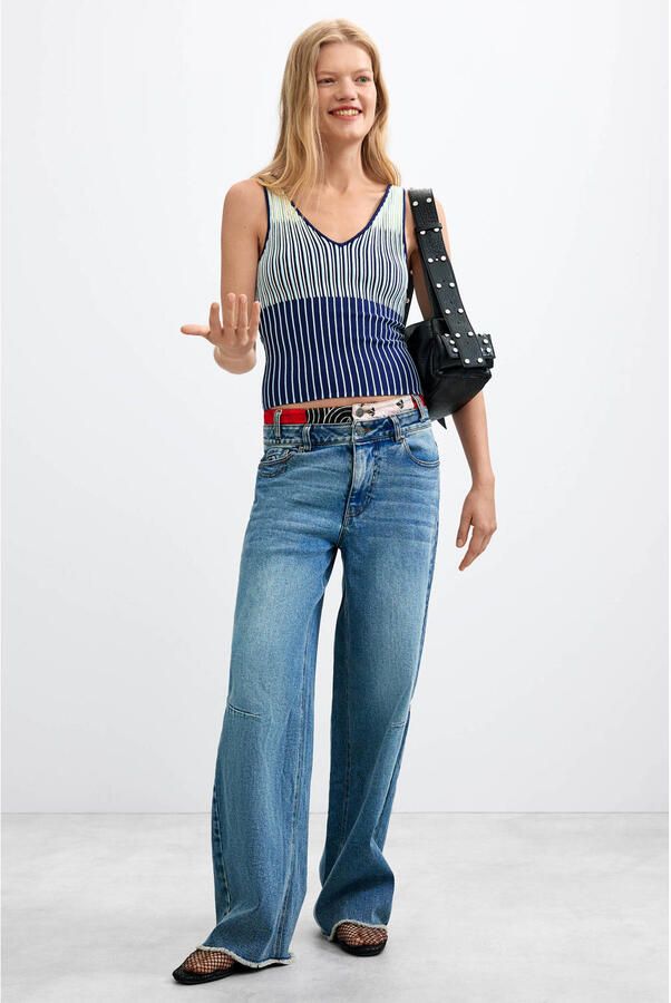Desigual wide leg jeans mediumblauw - Foto 3