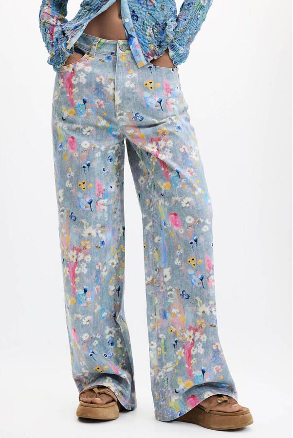 Desigual wide leg jeans met print meerkleurig