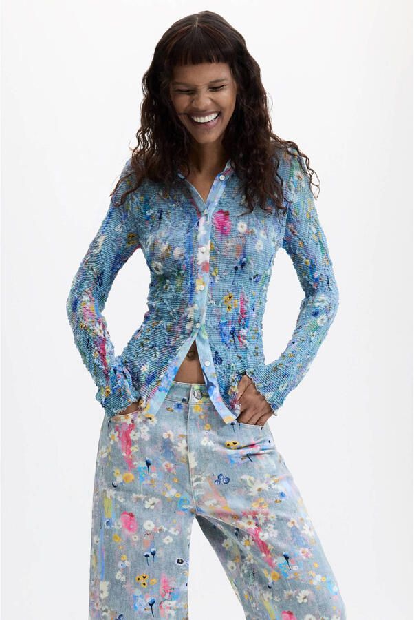 Desigual wide leg jeans met print meerkleurig - Foto 3
