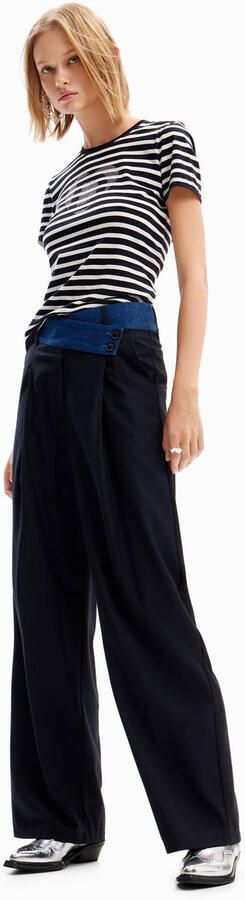 Desigual wide leg pantalon donkerblauw medium blue denim - Foto 3