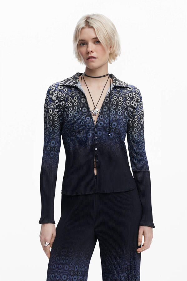 Desigual wide leg regular waist broek donkerblauw - Foto 2