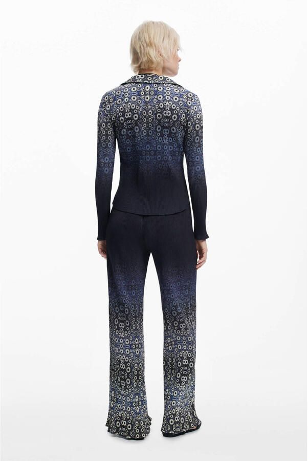 Desigual wide leg regular waist broek donkerblauw