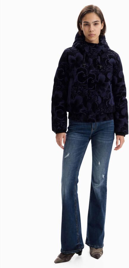 Desigual winterjas met print blauw
