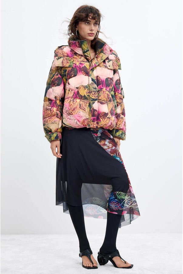 Desigual winterjas met print meerkleurig
