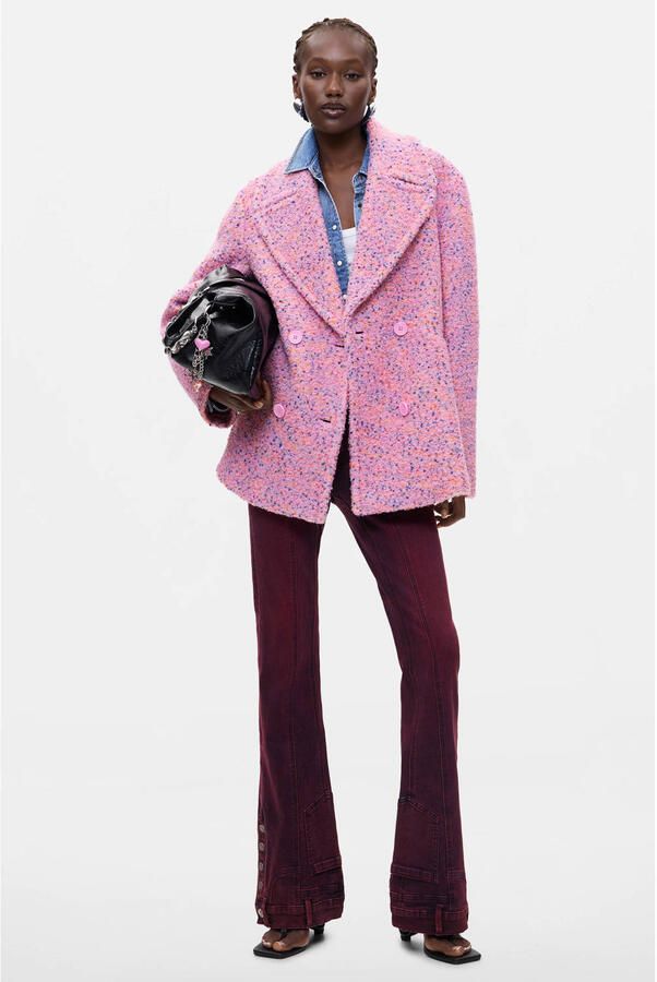 Desigual wintermantel met wol roze