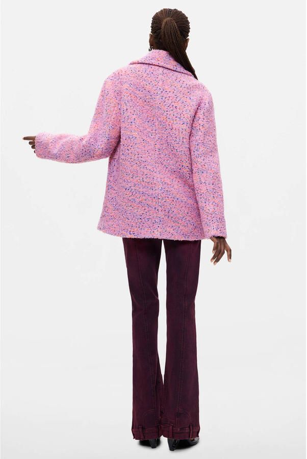 Desigual wintermantel met wol roze - Foto 3