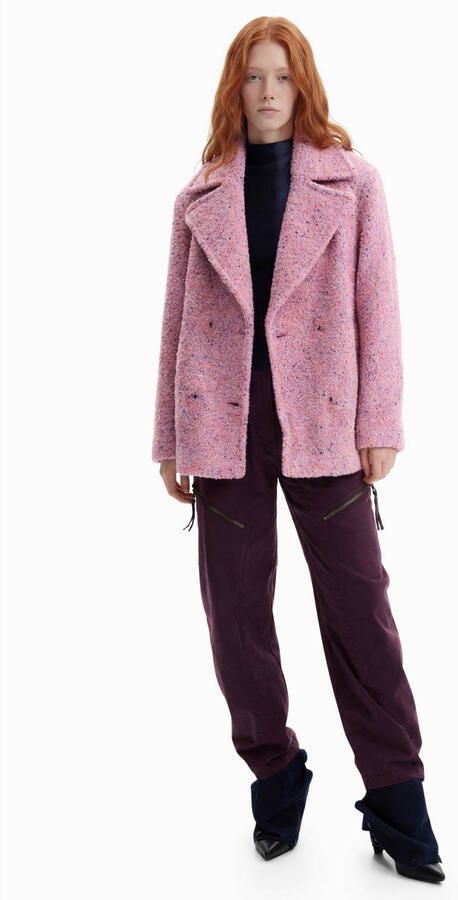 Desigual wintermantel met wol roze - Foto 3