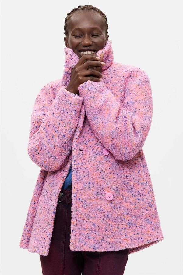 Desigual wintermantel met wol roze - Foto 2