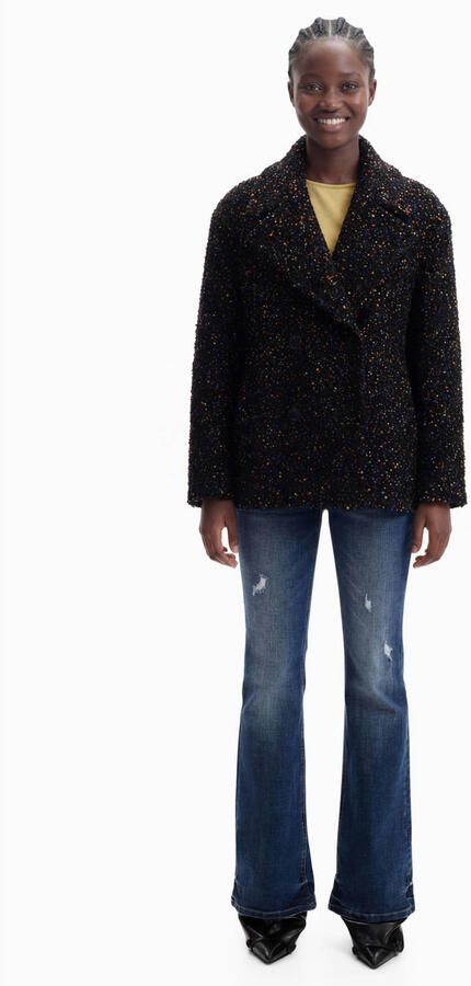Desigual wintermantel met wol zwart meerkleurig