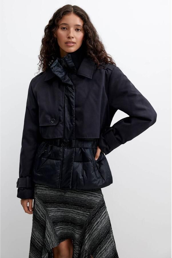 Desigual wintertrenchcoat zwart