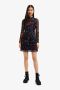 Desigual gebloemde semi-transparante jurk van gerecycled polyester zwart blauw groen roze - Thumbnail 1