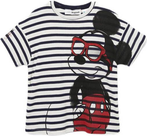 Desigual gestreept Mickey Mouse T-shirt wit zwart