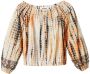 Desigual Beige Katoenen T-shirt met Lange Mouwen en Contrasterende Details Multicolor Dames - Thumbnail 1