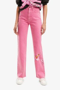 Desigual high waist wide leg jeans roze