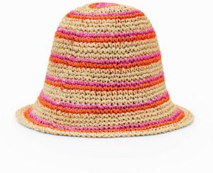 Desigual raffia hoed roze geel