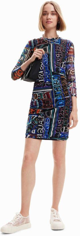 Desigual semi-transparante jurk met all over print multi