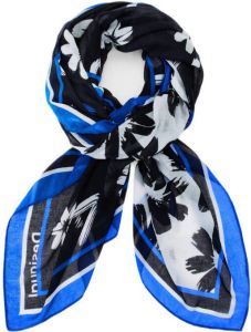 Desigual sjaal met all-over bloemenprint zwart kobaltblauw wit