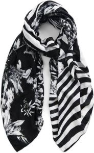 Desigual sjaal met all-over print zwart wit