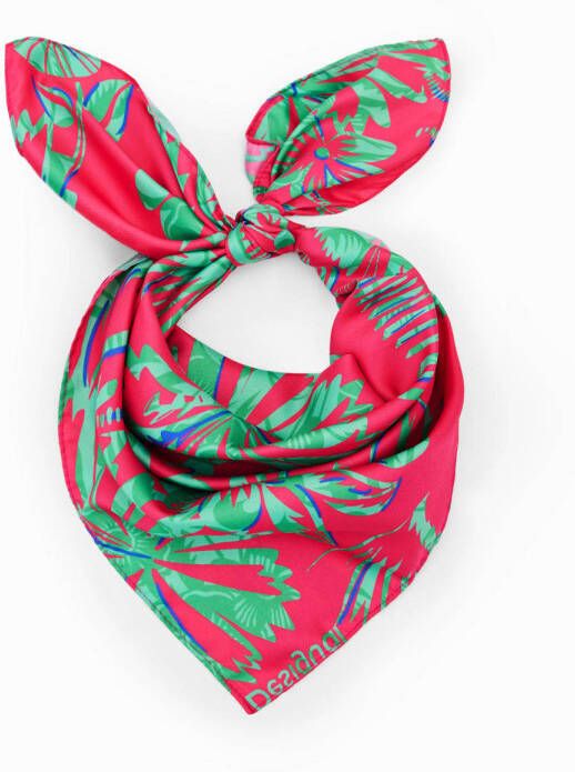 Desigual sjaal met tropische print rood groen