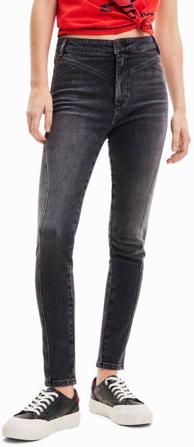 Desigual Zwarte skinny jeans met geborduurde details Black Dames