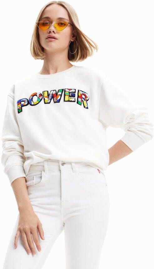 Desigual sweater met tekst wit