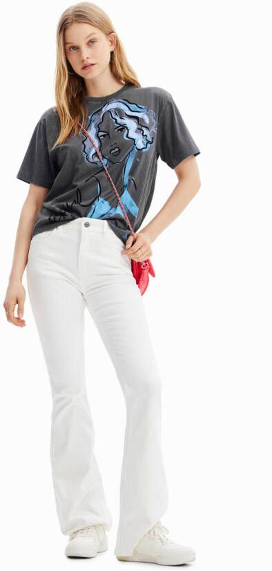 Desigual T-shirt met printopdruk antraciet lichtblauw