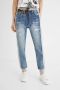 Desigual tapered fit jeans met tekst medium blue denim - Thumbnail 1