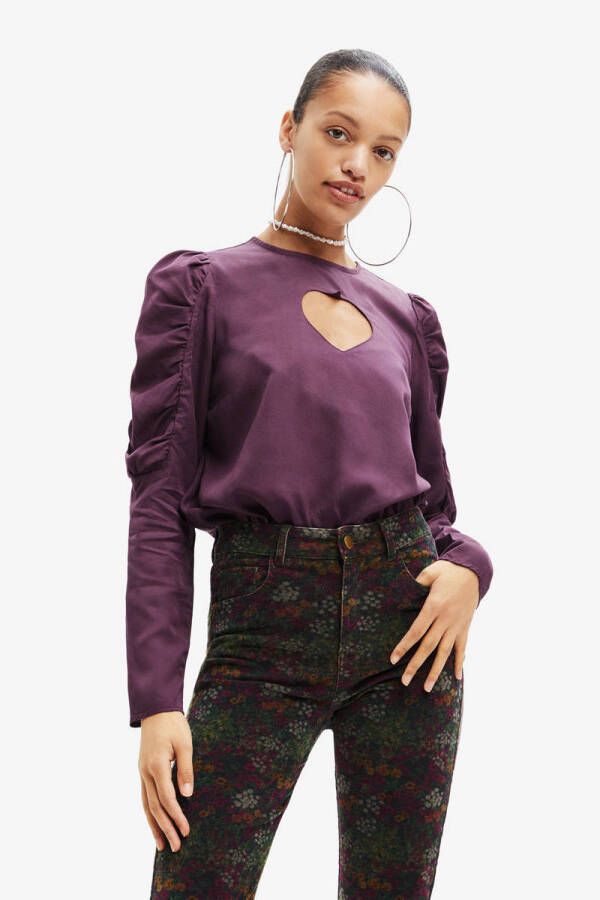 Desigual Paarse Lyocell Shirt met Contrasterende Details Purple Dames
