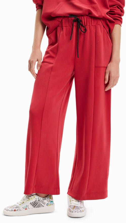 Desigual wide leg tricot broek rood