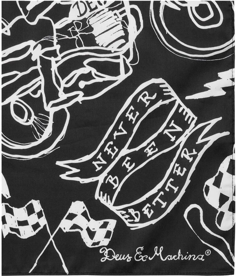 Deus Ex Machina bandana met all over print Doodle zwart