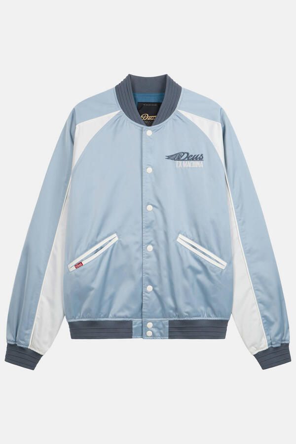 Deus Ex Machina bomberjack met backprint lichtblauw - Foto 3