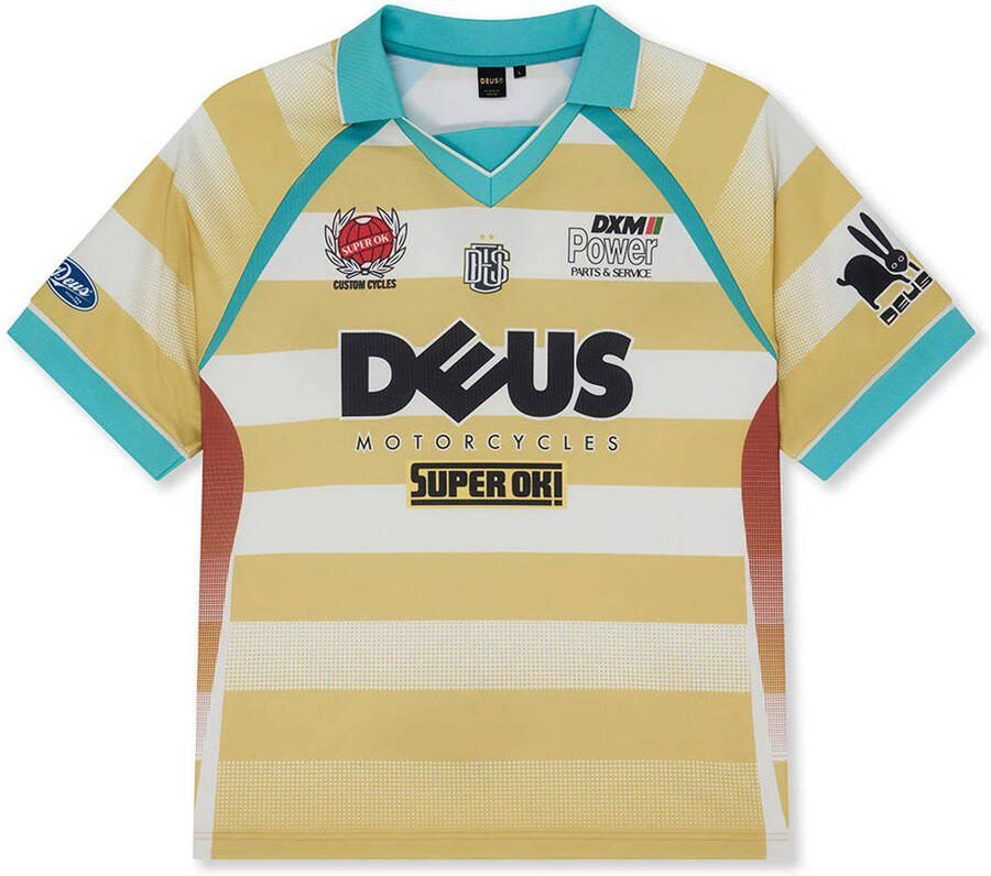 Deus Ex Machina gestreept T-shirt lichtgeel