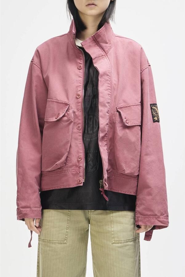 Deus Ex Machina katoenen jas met borduursels roze