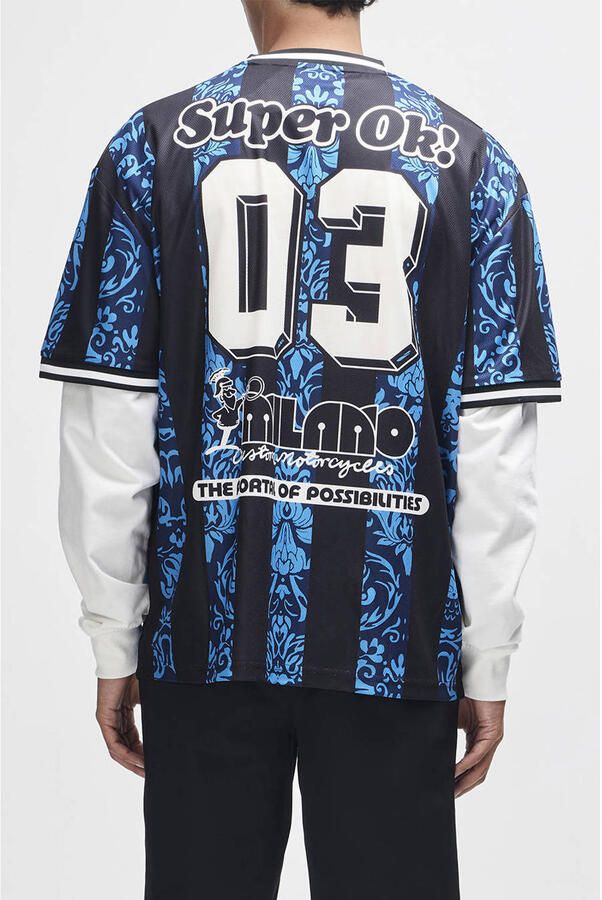 Deus Ex Machina oversized gestreept T-shirt met backprint blauw - Foto 2