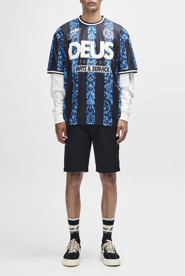 Deus Ex Machina oversized gestreept T-shirt met backprint blauw - Foto 3