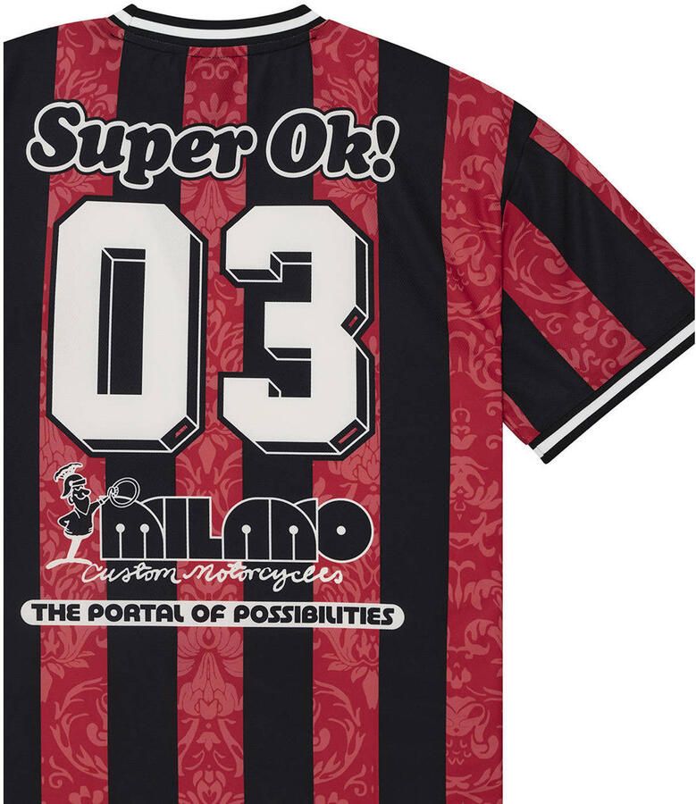 Deus Ex Machina oversized gestreept T-shirt met backprint rood - Foto 2