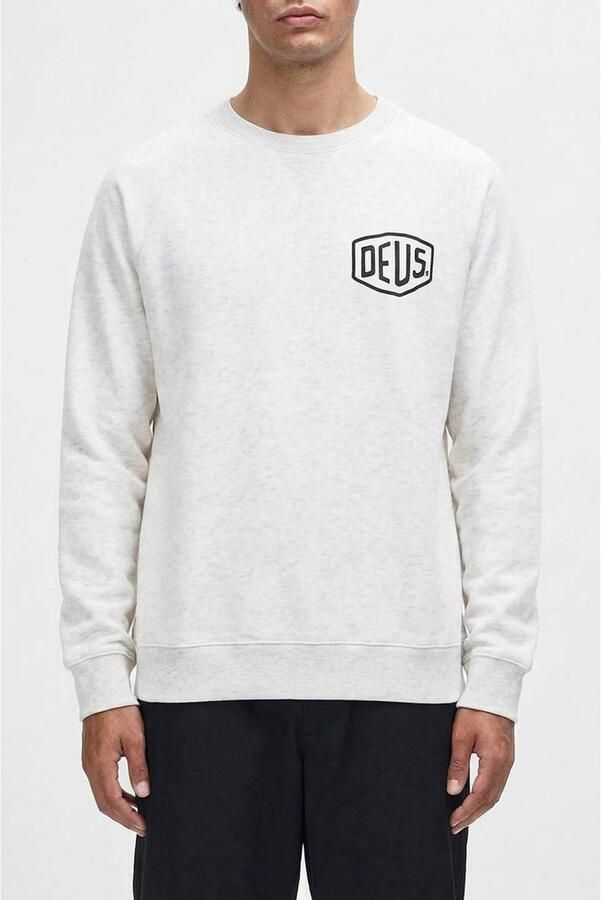Deus Ex Machina regular fit gemêleerde sweater met backprint lichtgrijs